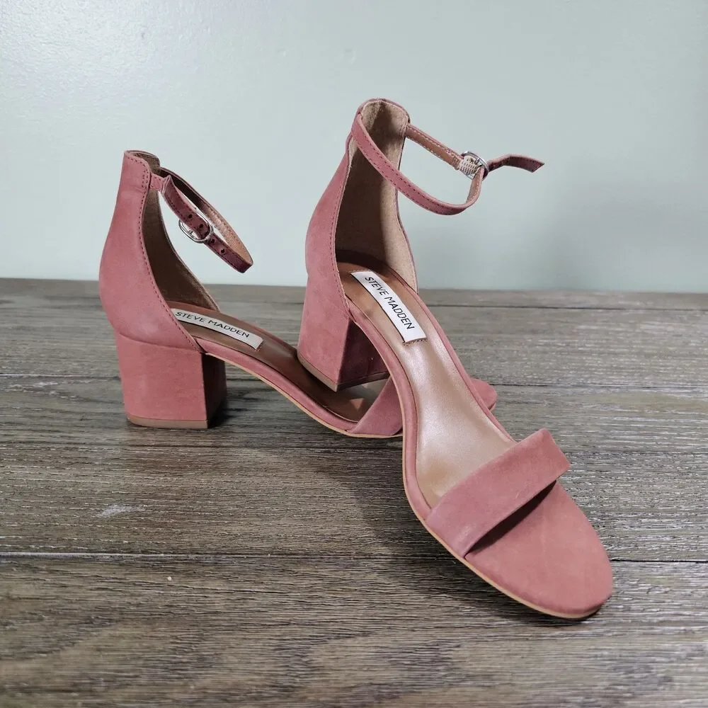 Steve Madden Irenee Pink Rose Suede Block Heel‎ Womens Size 6.5